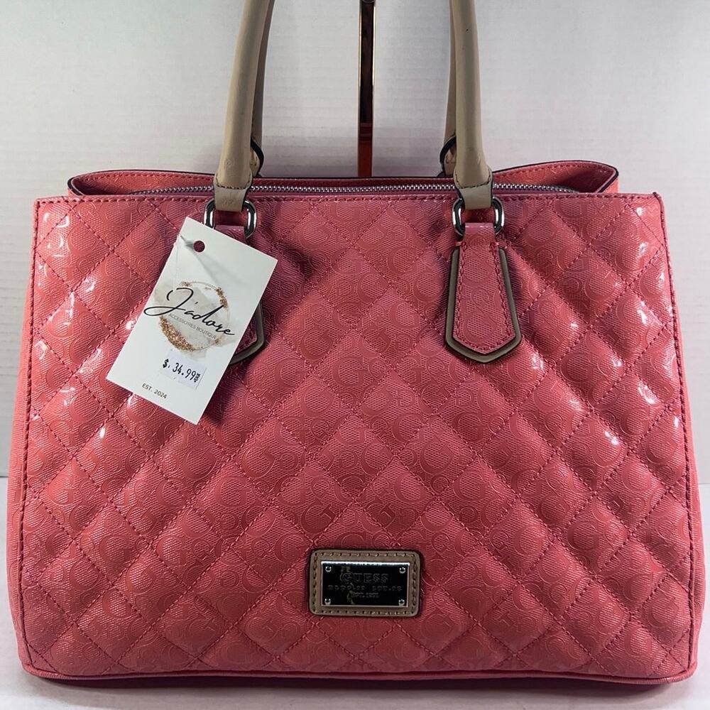 Guess Pink VINTAGE Quilted Handbag Crossbody Purse GUC